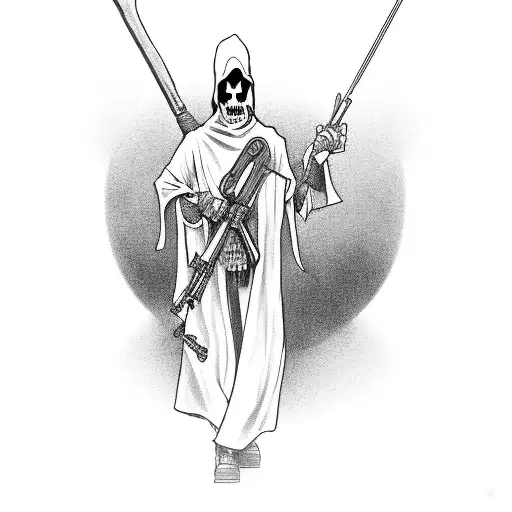grim reaper with sniper tattoo design idea