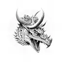 dragão chinês de tinta ao redor da lua minguante tattoo design idea