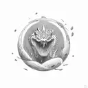 dragão chinês de tinta ao redor da lua minguante tattoo design idea