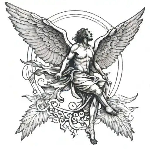 angel falling Icarus tattoo design idea