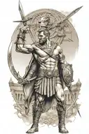 spartacus tatto in the colosseum surrounded by gladiators tattoo design idea
