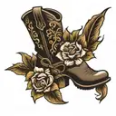 Cowboy Boot With February, October, November, December Birth Flowers tattoo design idea