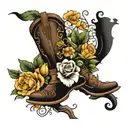 Cowboy Boot With February, October, November, December Birth Flowers tattoo design idea