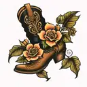 Cowboy Boot With February, October, November, December Birth Flowers tattoo design idea