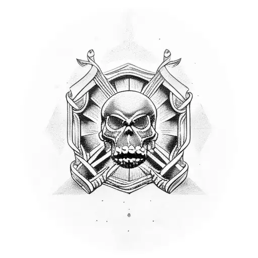 Memento mori symbol combined with a barbell tattoo design idea