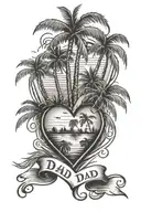 dad memorial tattoo with palm trees in a heart shape tattoo design idea