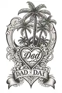 dad memorial tattoo with palm trees in a heart shape tattoo design idea