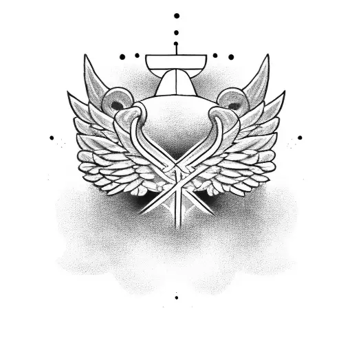 Gangsta cross with angel wings tattoo design idea