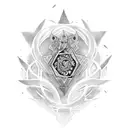 A pangolin adorned with ancient symbols and surrounded by a mystical forest tattoo design idea