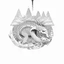 A pangolin adorned with ancient symbols and surrounded by a mystical forest tattoo design idea