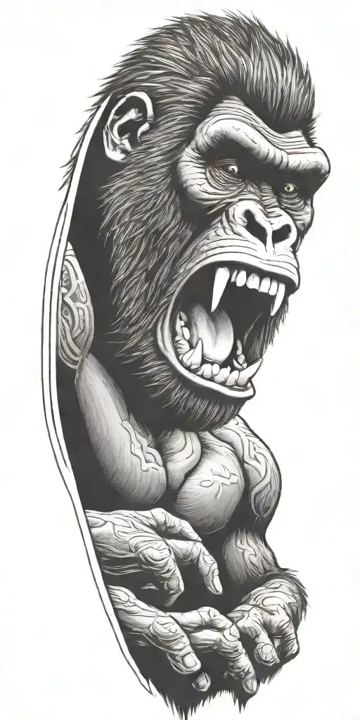 gorilla roaring tattoo design idea
