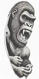 gorilla roaring tattoo design idea