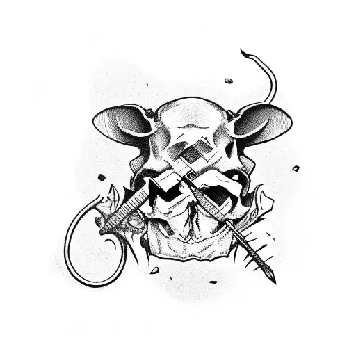 rat with skull tattoo design idea