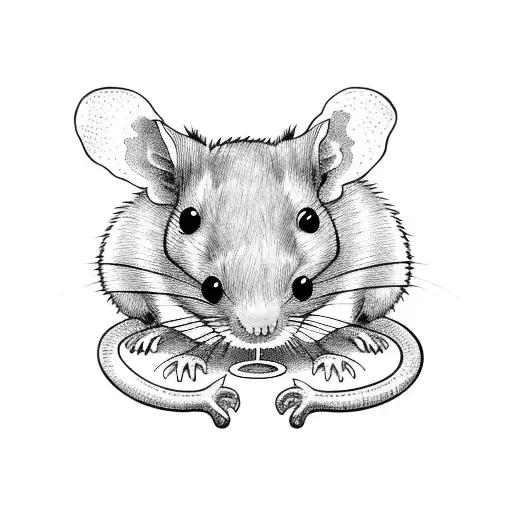 cute rat and plants tattoo design idea