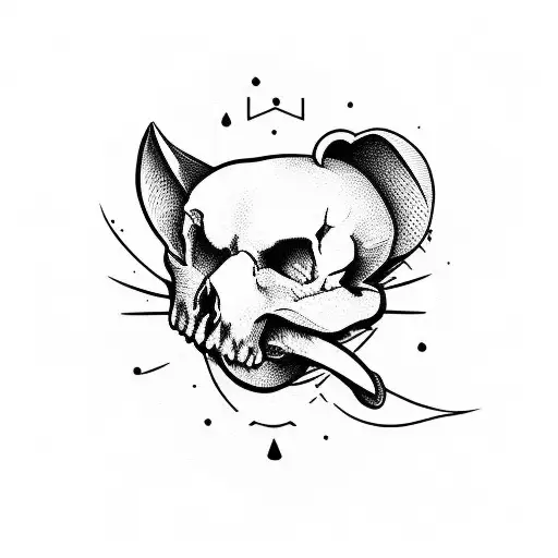 cute rat and skull tattoo design idea