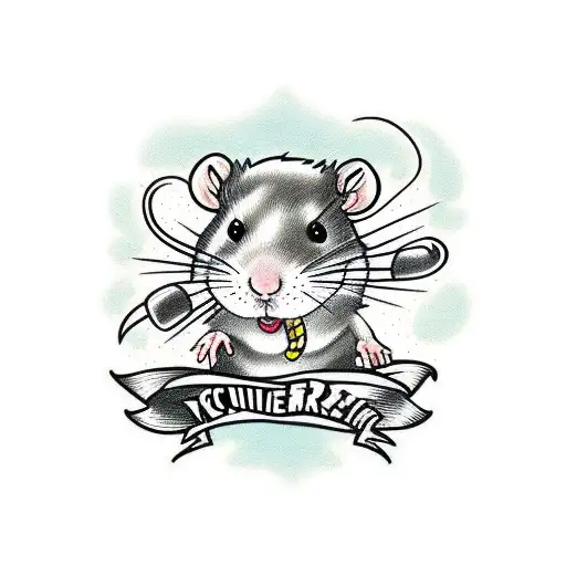 cute rat falling tattoo design idea