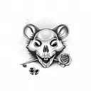 cute rat and skull tattoo design idea