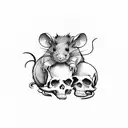 cute rat and skull tattoo design idea