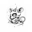 cute rat and skull tattoo design idea