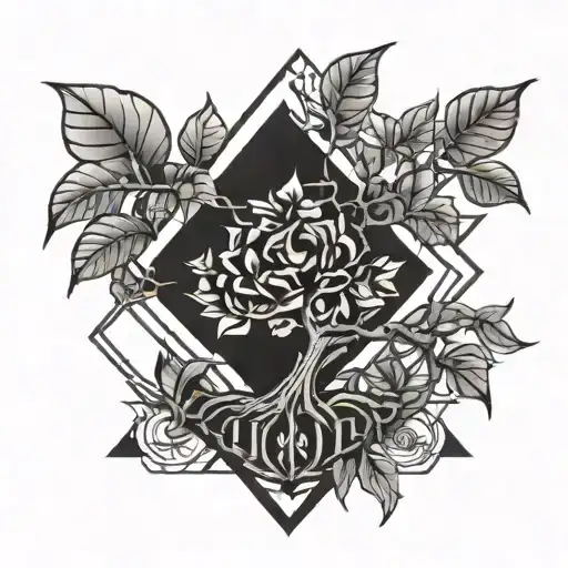 diamond and money tree growing tattoo design idea