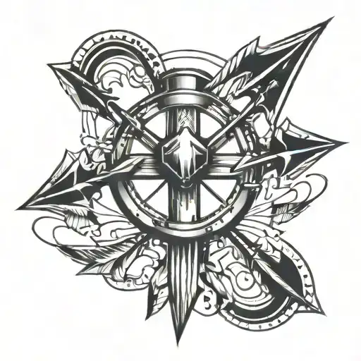 bow with three arrows shooting tattoo design idea