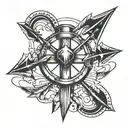 bow with three arrows shooting tattoo design idea