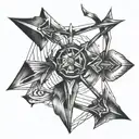 bow with three arrows shooting tattoo design idea