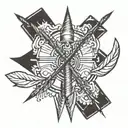 bow with three arrows shooting tattoo design idea