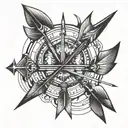 bow with three arrows shooting tattoo design idea
