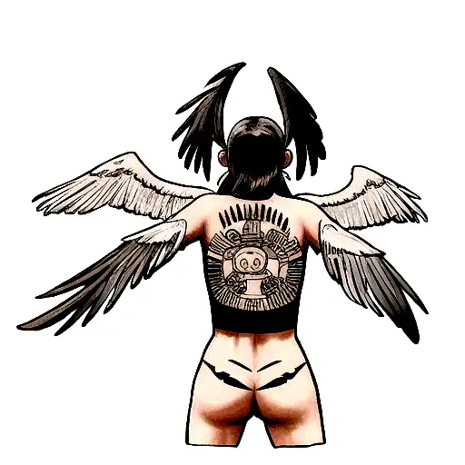 condor, spread wings, symbols, native south american style, back tattoo tattoo design idea
