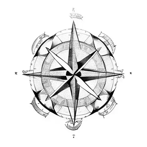 world map superimposed on compass rose tattoo design idea