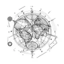 world with compass tattoo design idea