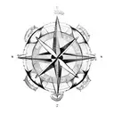 world map superimposed on compass rose tattoo design idea