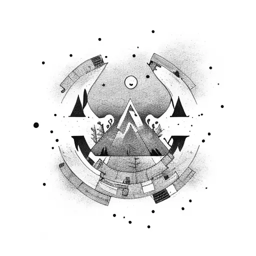 semi colon, truck, lake, gun tattoo design idea