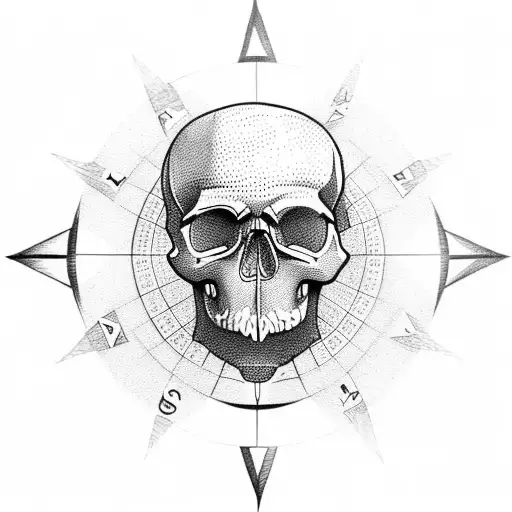 skull square compass G tattoo design idea