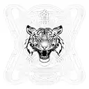 phoenix tiger and in the middle of them three words in chinese character "Born,Life,Death" tattoo design idea