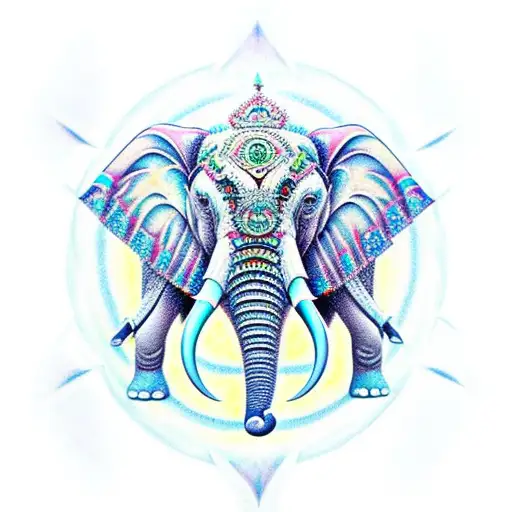 water angel mandala elephant tattoo design idea