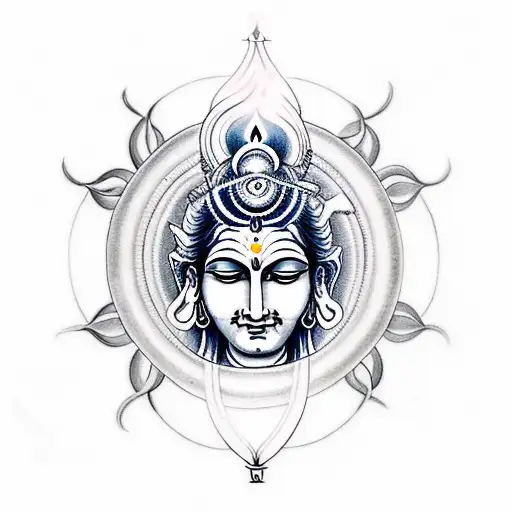 shiva om  seven chakras spiritual tattoo design idea