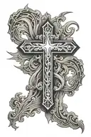 negative space cross with light radiating from it tattoo design idea