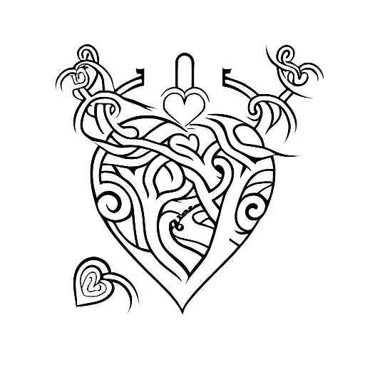 thorn loop with heart tattoo design idea