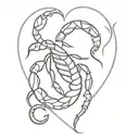 scorpion protecting heart intertwined tattoo design idea