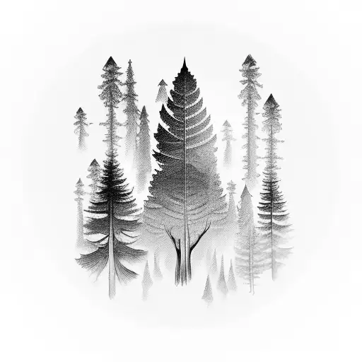 Forest landscape with a hidden medical symbol tattoo design idea