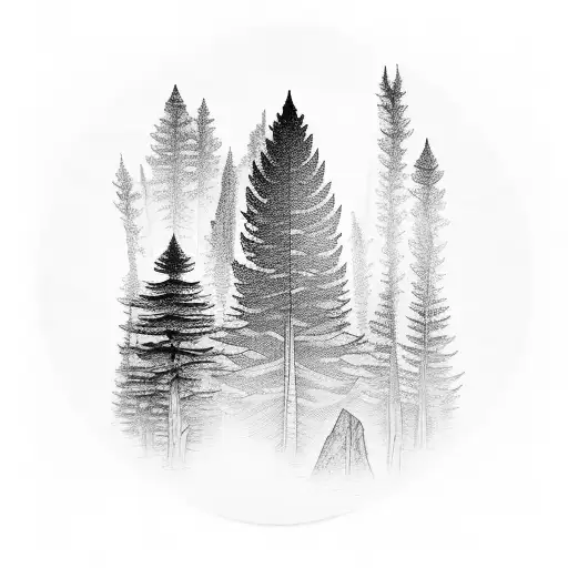 Forest landscape with a hidden medical symbol tattoo design idea