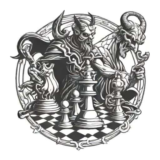 devil chess pieces incorporated tattoo design idea