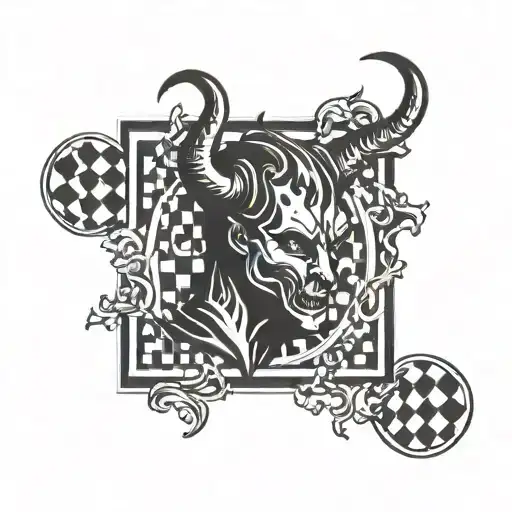 devil chess board tattoo design idea