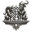 devil chess pieces forming tattoo design idea