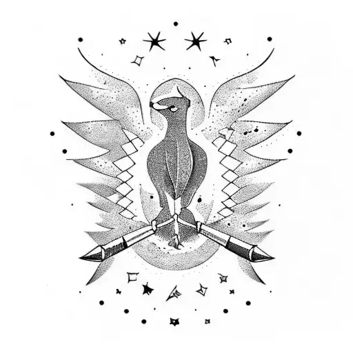 liberte word tattoo with Sagittarius element tattoo design idea