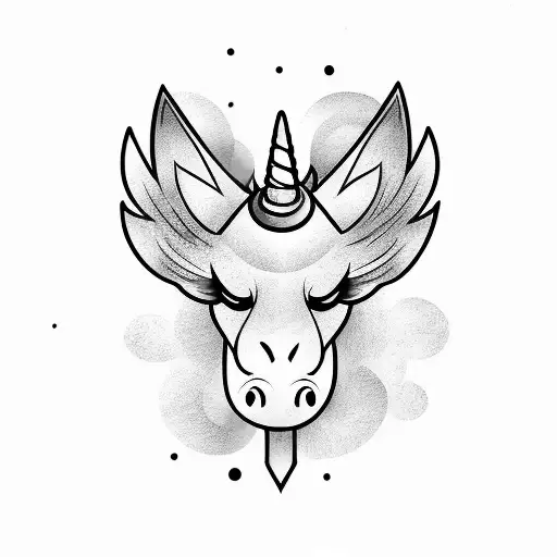 bat unicorn  tattoo design idea