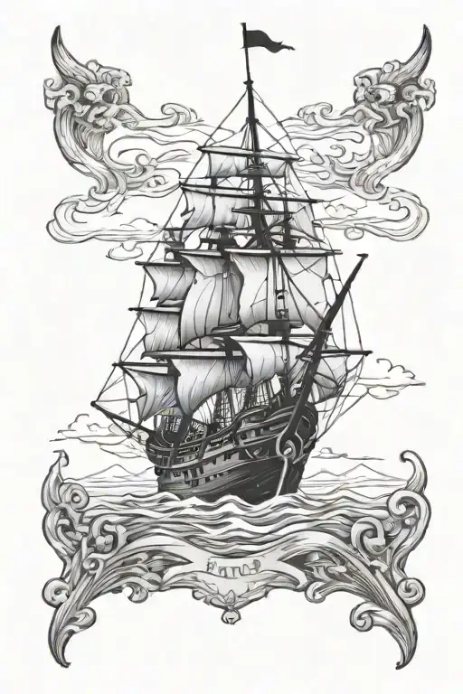 black pearl ship from pirates of the caribbean tattoo design idea