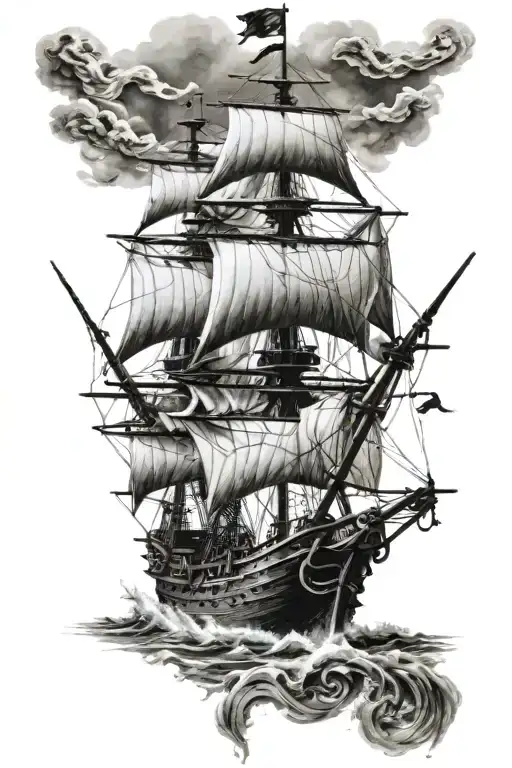 black pearl ship from pirates of the caribbean tattoo design idea